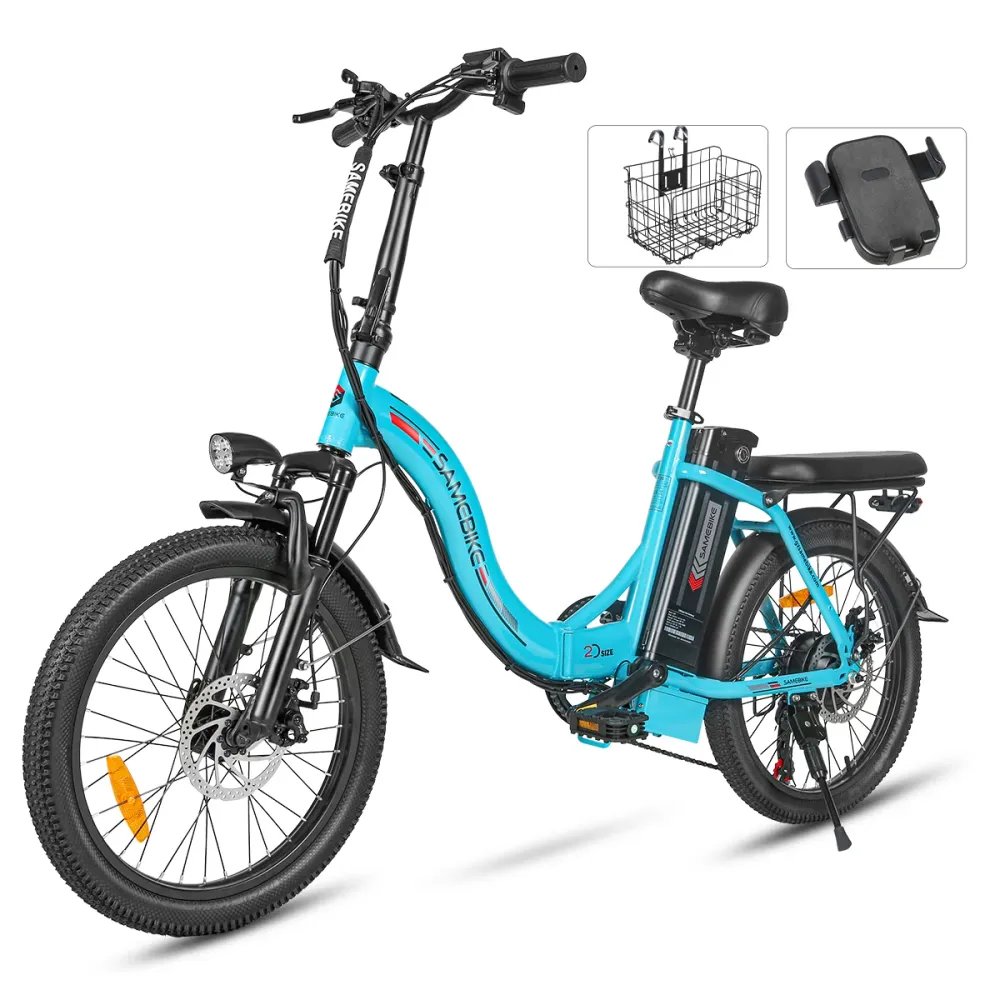 Vélo électrique SAMEBIKE CY20 FT - moteur 350W batterie 36V13AH autonomie 35KM autonomie freins à disque mécaniques - Bleu...