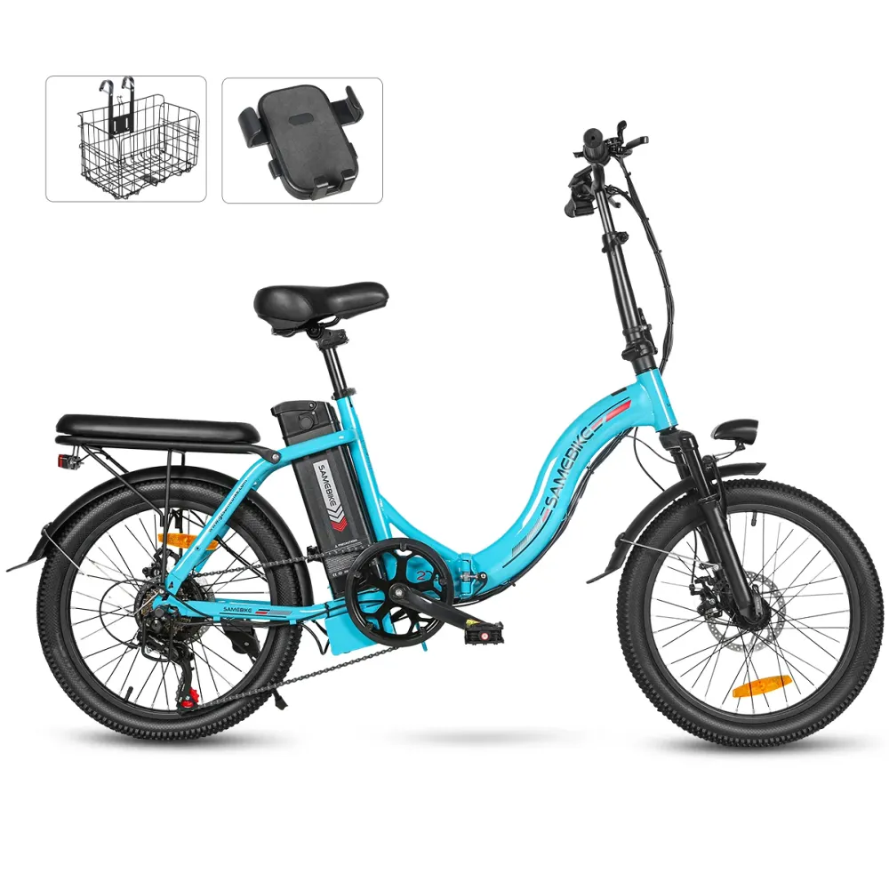 Vélo électrique SAMEBIKE CY20 FT - moteur 350W batterie 36V13AH autonomie 35KM autonomie freins à disque mécaniques - Bleu...