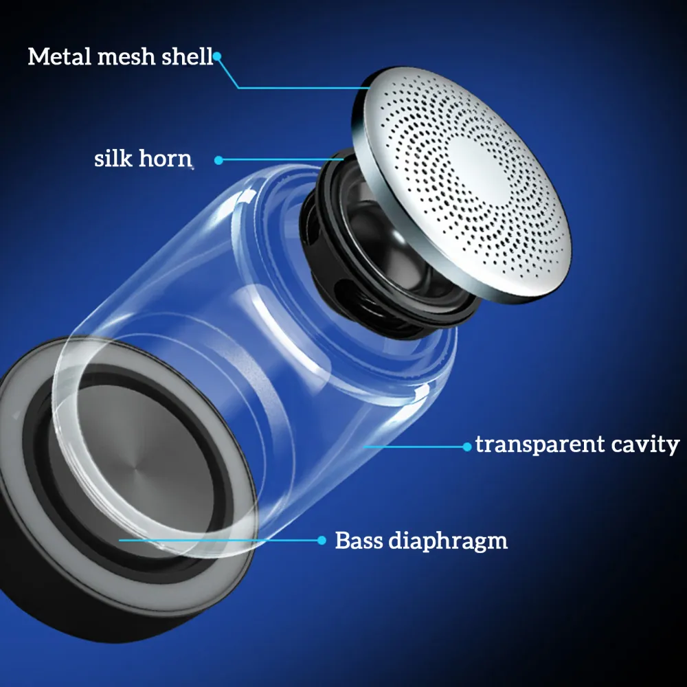 TD® C7 sans fil bluetooth haut-parleur portable éclairage coloré voiture cristal verre haut-parleur longue durée batterie...