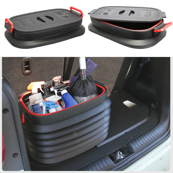 Seau télescopique extérieur 37L avec couvercle seau de stockage pliant boîte à gants de voiture seau de pêche stockage multif