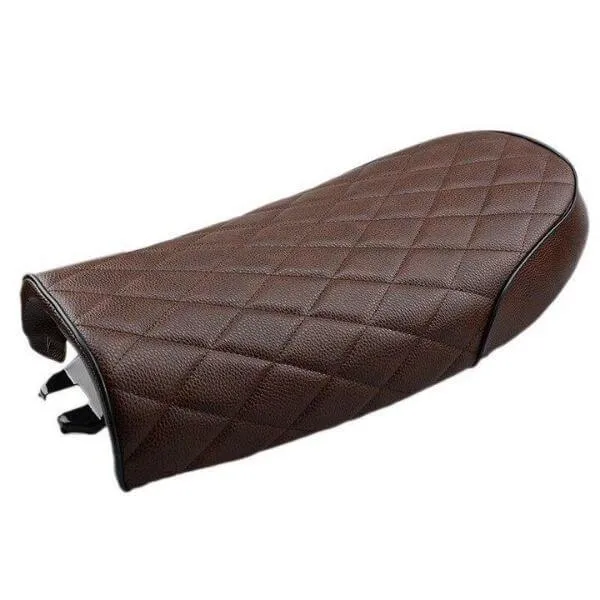 Selle moto scrambler - marron capitonnée