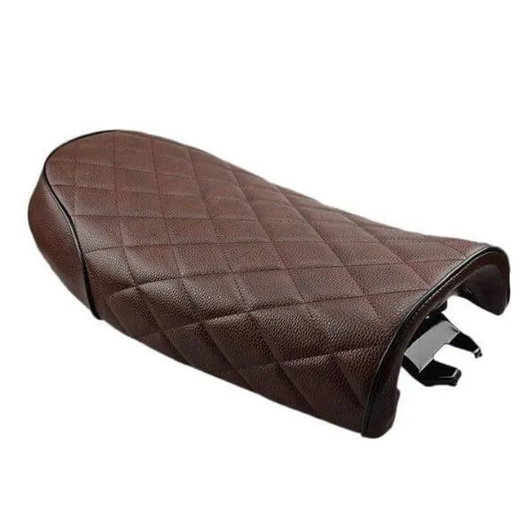 Selle moto scrambler - marron capitonnée