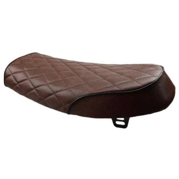 Selle moto scrambler - marron capitonnée