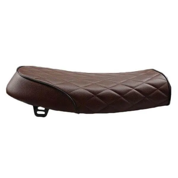 Selle moto scrambler - marron capitonnée