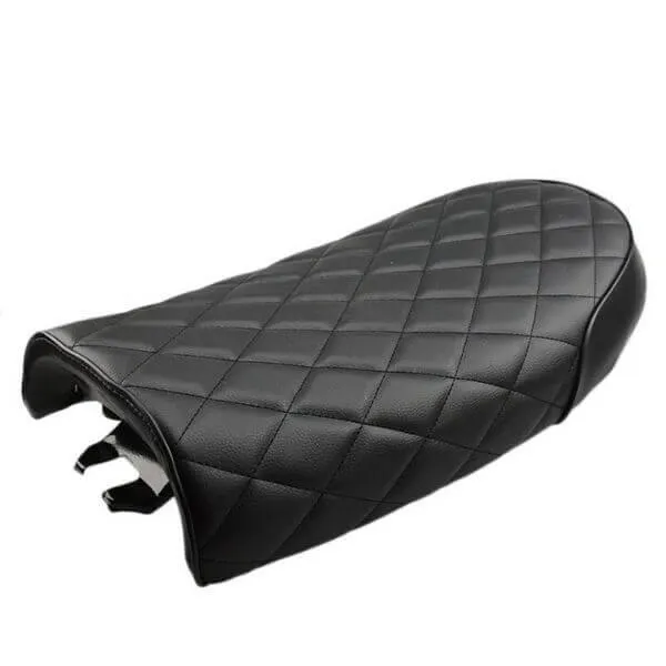 Selle moto scrambler - noir capitonnée