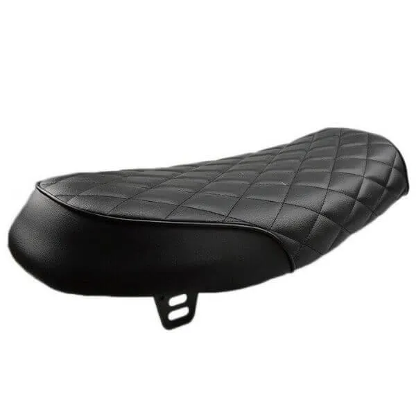 Selle moto scrambler - noir capitonnée