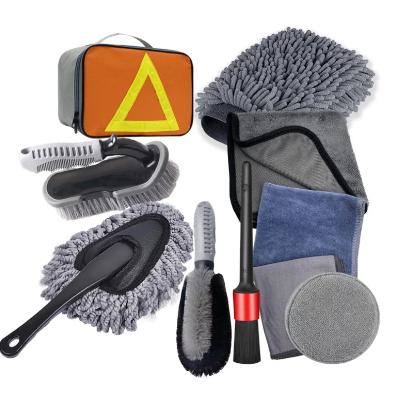 Set de brosses pour le lavage de voiture 10 pièces Gris crypté Brosse pour pneus de voiture Brosse pour roues