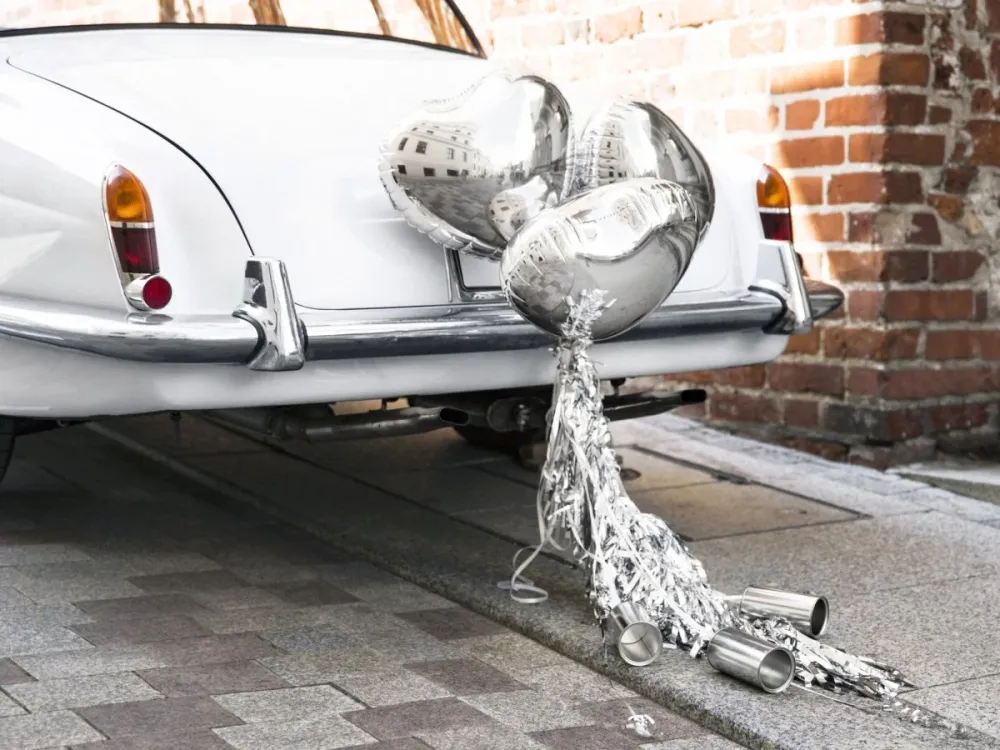 Set de décoration de voiture Coeurs de mariage Argent