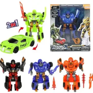 ROBOFORCES Robot à langer 20,5 cm super voiture 4 assortis 24x28cm (Pré-prix Eur. 8,99) Simcha Trade