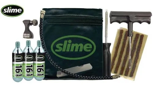 Kit de réparation Tubeless Slime – Tresses + cartouche CO² pour auto et moto