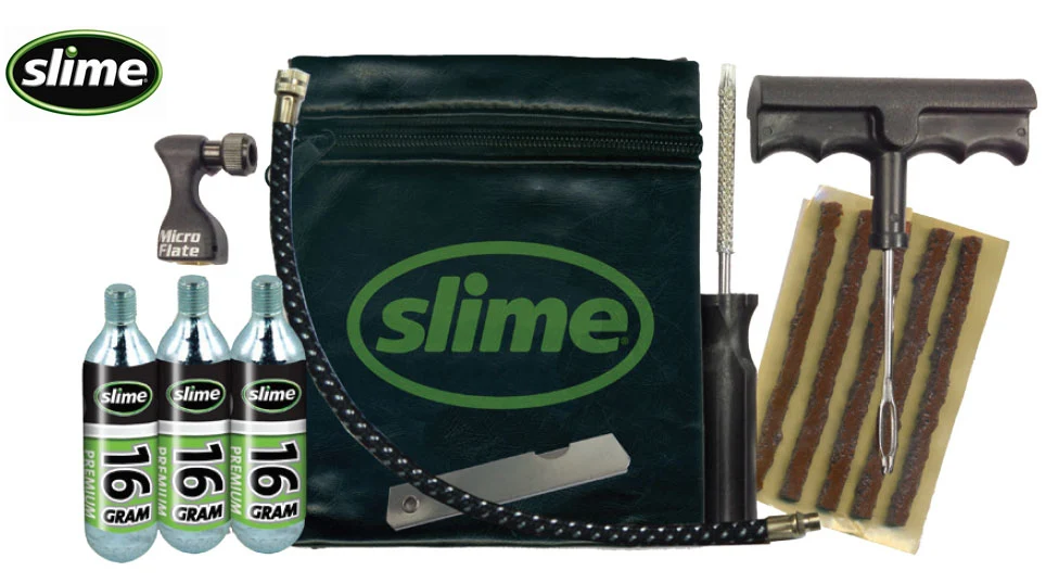 Kit de réparation Tubeless Slime – Tresses + cartouche CO² pour auto et moto