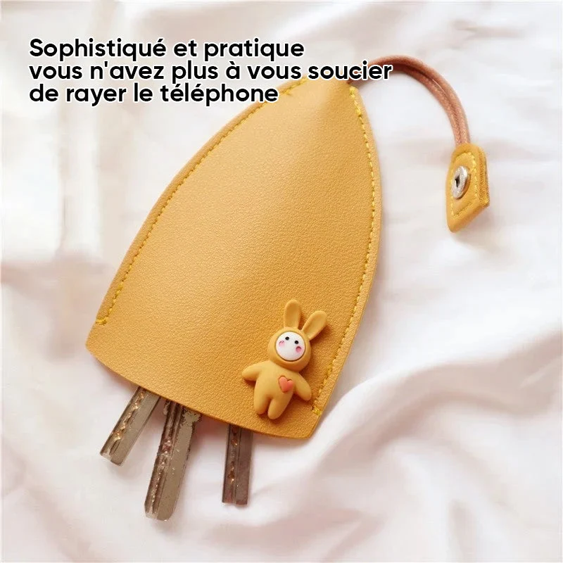 Couverture de cas de clé de voiture en cuir Lapin soleildore