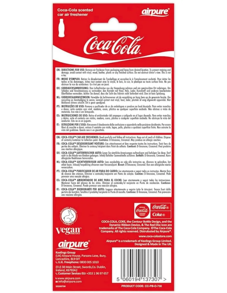 Air Pure – Désodorisant Voiture sent bon Parfum Coca Cola Sosa Shopping