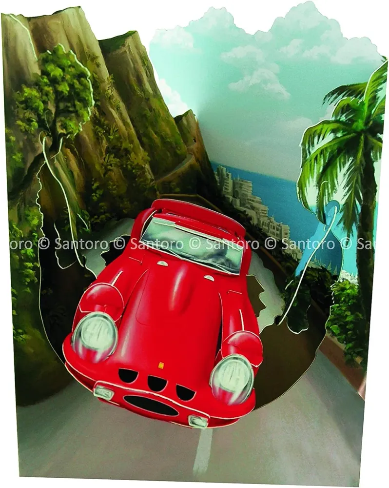 Carte de Voeux 3D Intéractive Santoro Voiture de Sport Sosa Shopping