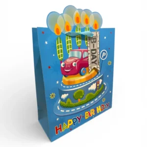 Sac cadeau joyeux anniversaire motif Voiture pailleté 30,5 x 41,5 x 12,5 cm Sosa Shopping