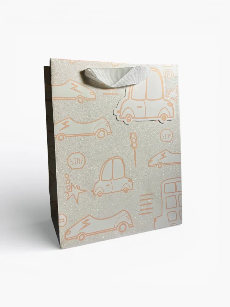 Sac cadeau Mikirei motif voiture et signalisation 18 x 23 x 10 cm Sosa Shopping