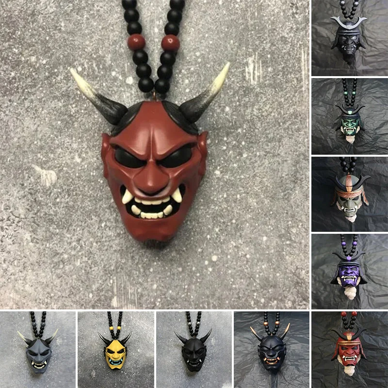 Ornement de rétroviseur de voiture masque Oni japonais sousoleil