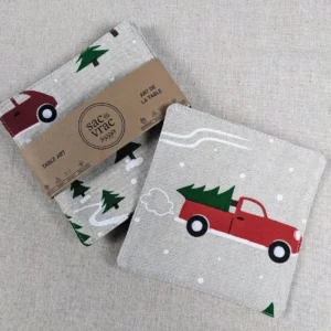 Sous-verres en tissu (4) - Sapin de noël et voiture rouge - Sac en vrac