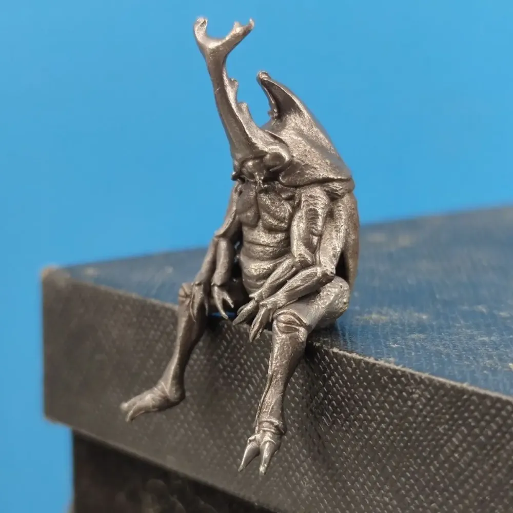 Statue miniature de scarabée rhinocéros en cuivre pur vieilli, simulation réaliste d'insecte, décoration de voiture faite...