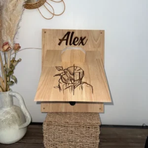 Support de casque moto personnalisé en bois