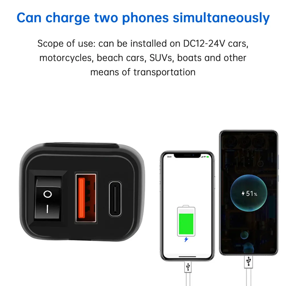 Support de guidon de chargeur USB Super rapide pour moto, adaptateur d'alimentation PD + QC3.0 Tpye-C