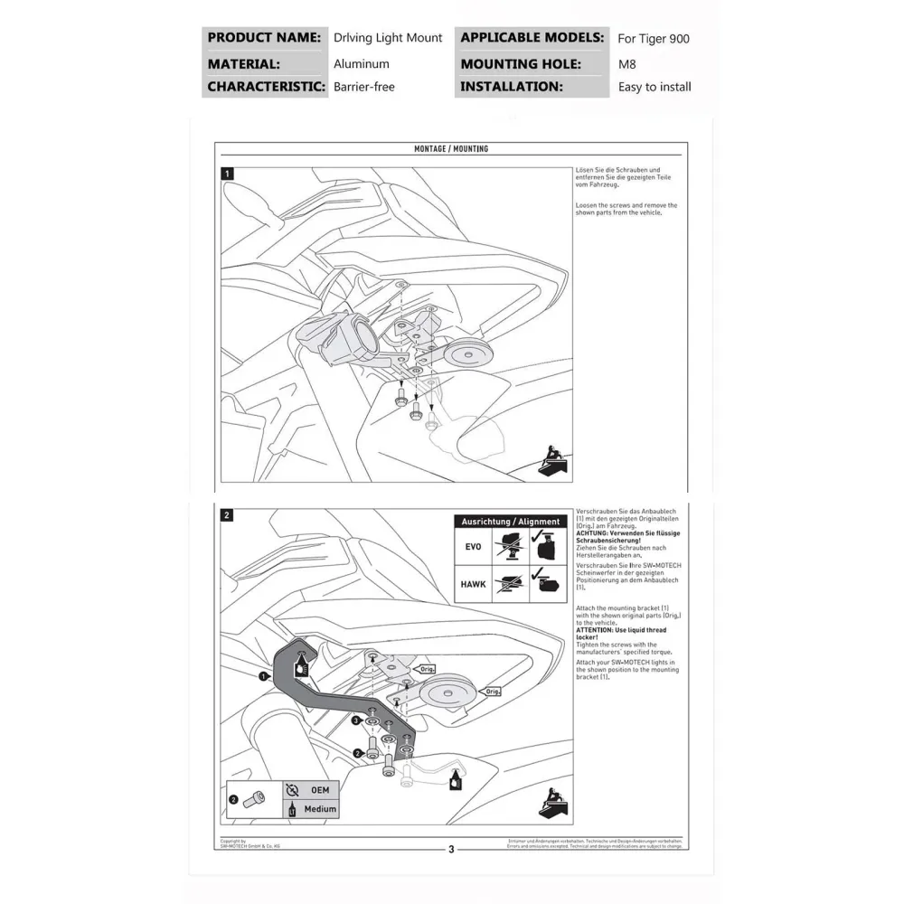Support de phare antibrouillard pour moto, pour TIGER 900 Tiger 900 GT Rally Pro générique