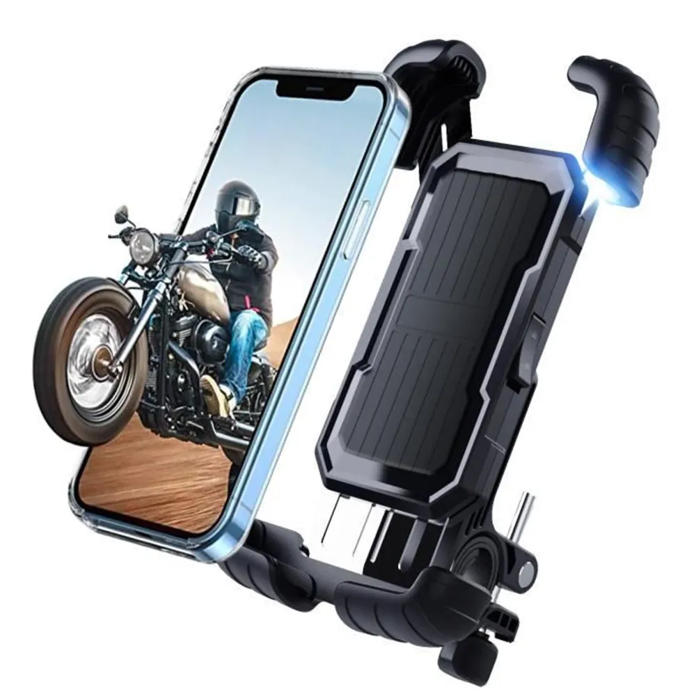 Support telephone moto 14,8x9,7x5cm 360 degrés rotation résistant aux chocs porte telephone velo pour téléphones de 4,7-7,...