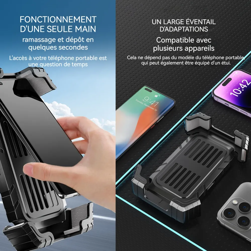 Support telephone moto 15x9,5cm 360 degrés rotation 18-28mm guidon diamètre porte telephone velo portable pour vélo électr...