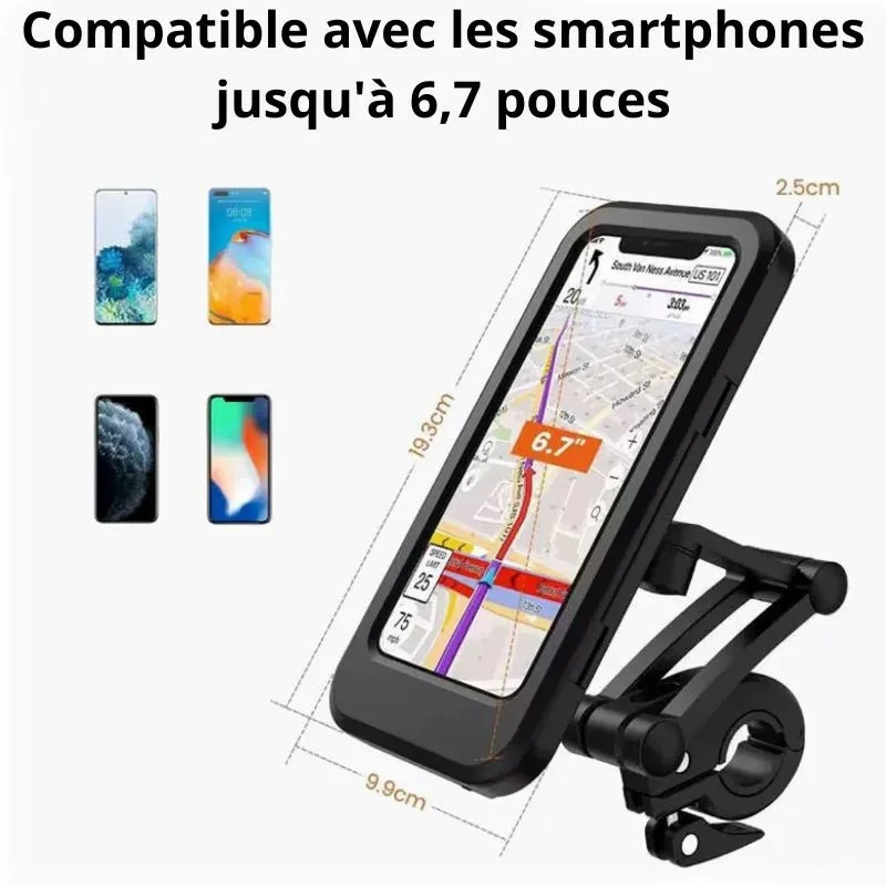 Support téléphone moto - Coque étanche Tactile
