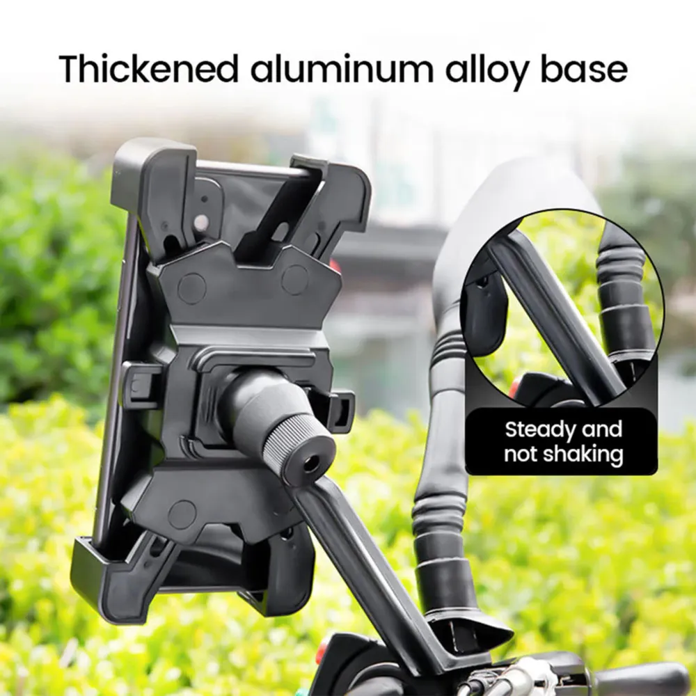 Support de téléphone pour vélo et moto Matériau anti-vibration Alliage PVC/aluminium Support de navigation encliquetable