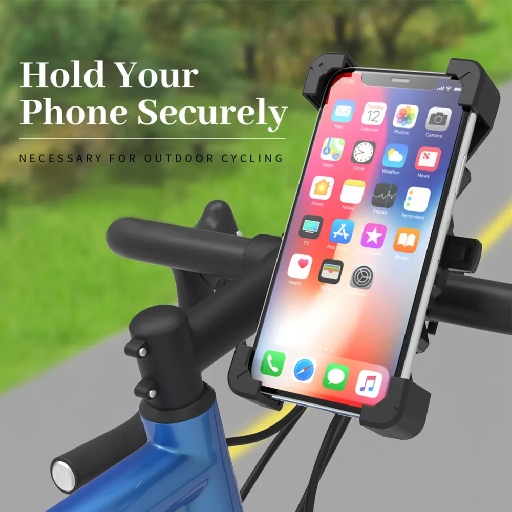 Support de téléphone pour vélo et moto Matériau anti-vibration Alliage PVC/aluminium Support de navigation encliquetable