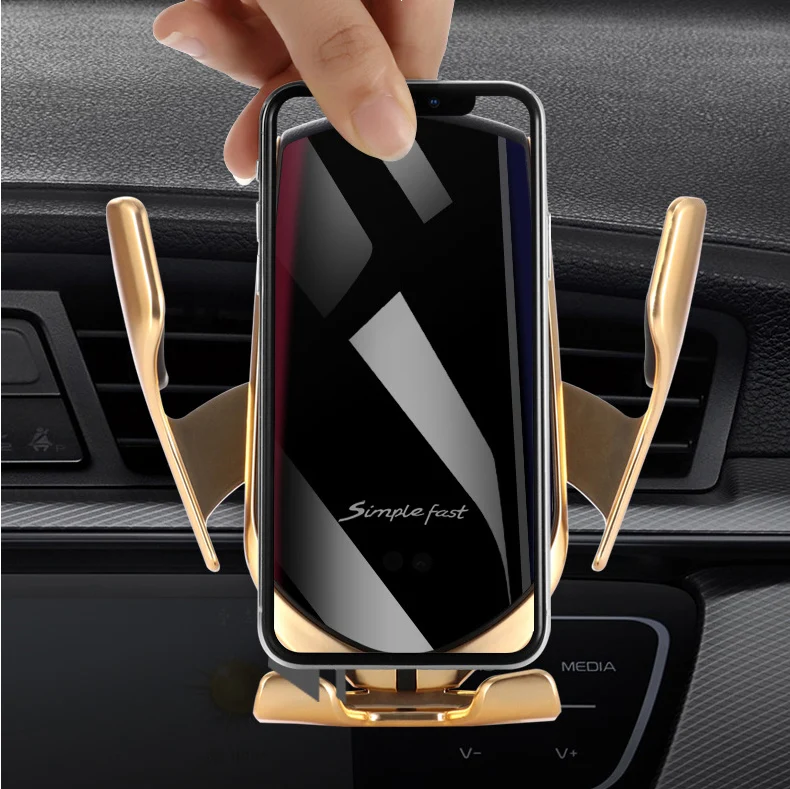 TD® Support de Téléphone Voiture Chargeur Sans Fil Bluetooth Grille ération Rotatif Argent