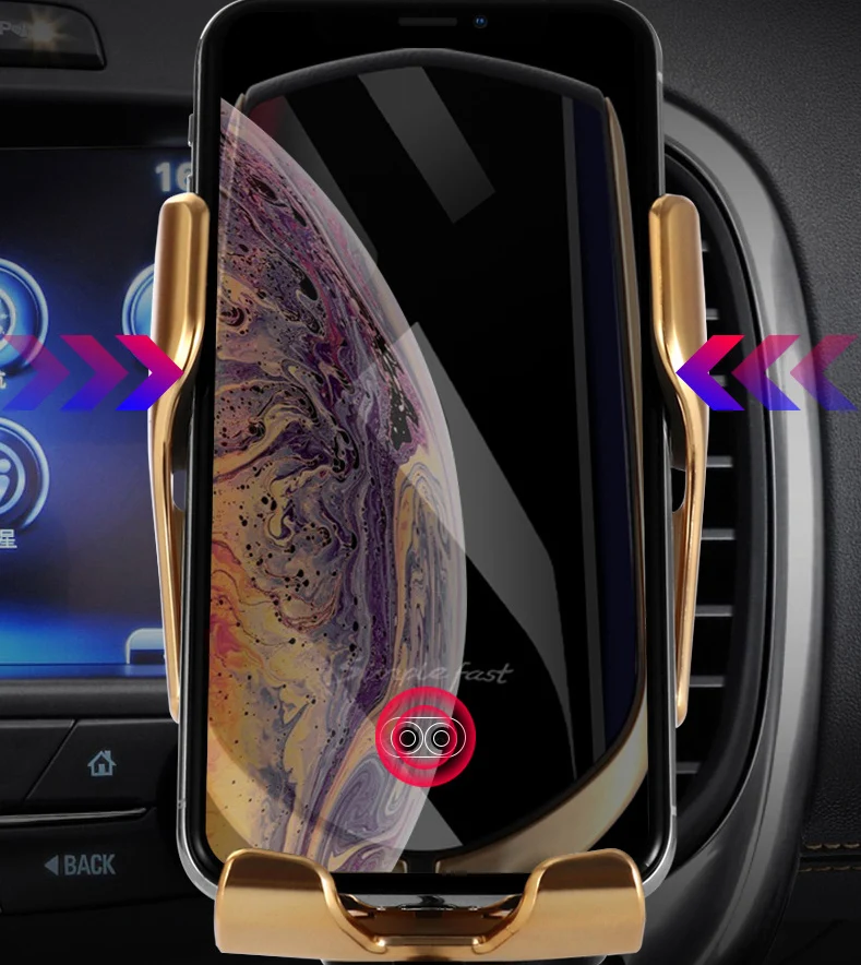 TD® Support de Téléphone Voiture Chargeur Sans Fil Bluetooth Grille ération Rotatif Argent