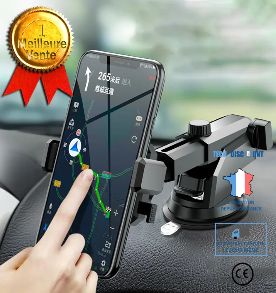 TD® Support de téléphone de voiture de navigation support de téléphone à ventouse multifonction