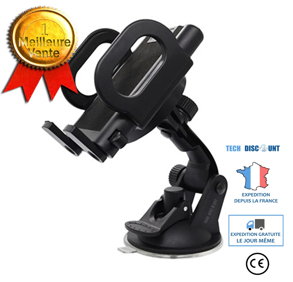 TD® Support voiture Auto universel avec rotation à 360 - Compatible avec tous les appareils en largeur de 50-100mm