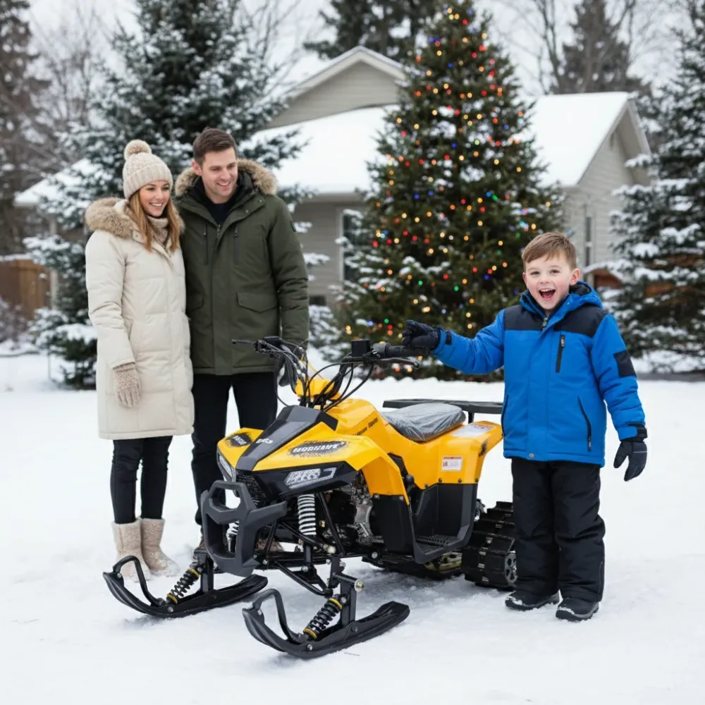 Tao Motors, Mudhawk avec Chenilles et Skis, Quad à Essence (110cc) (4 Temps) Yellow