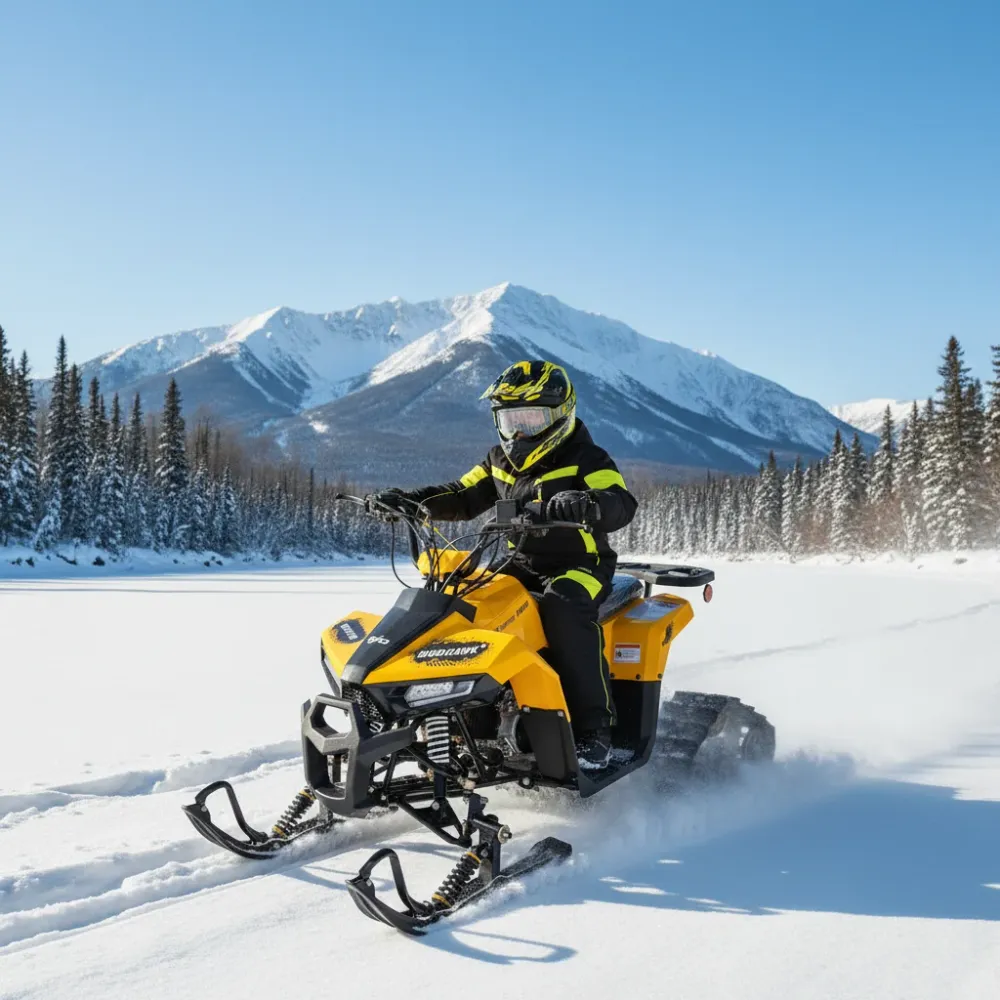 Tao Motors, Mudhawk avec Chenilles et Skis, Quad à Essence (110cc) (4 Temps) Yellow