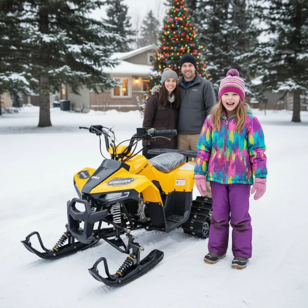 Tao Motors, Mudhawk avec Chenilles et Skis, Quad à Essence (110cc) (4 Temps) Yellow