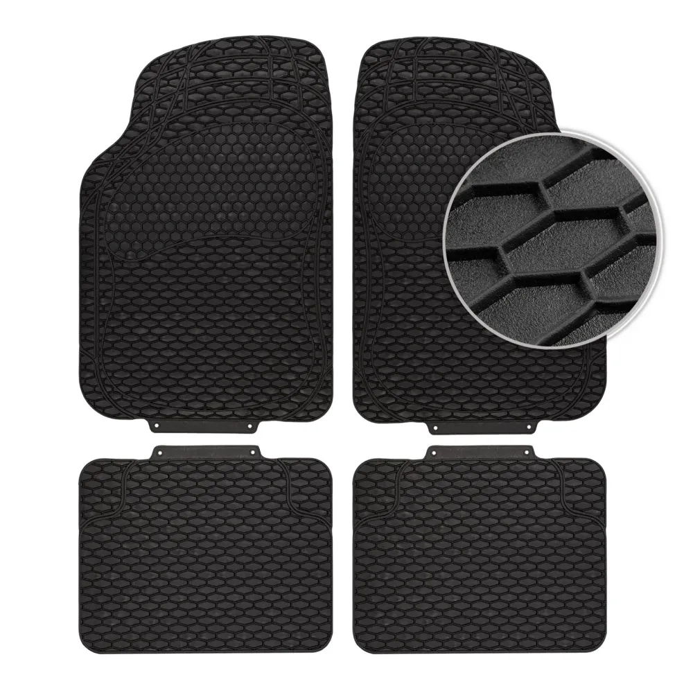 Tapis de voiture universel | Dakar | PVC | 4 pièces | Noir