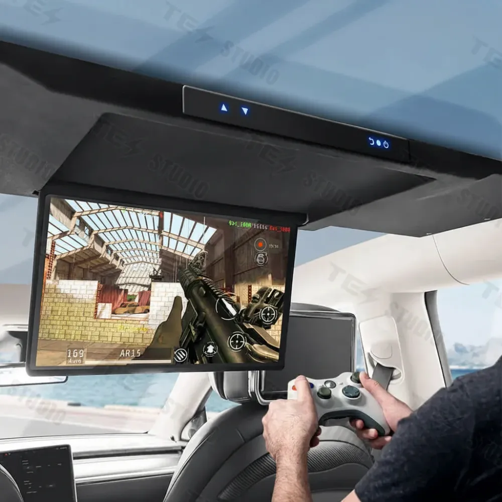 Tesstudio TV à écran Full HD de 17,3 pouces sur le toit de la voiture avec Wi-Fi pour Tesla Model Y Tes Studio