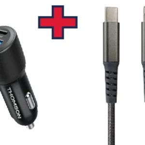 Thomson - PACK CHARGEUR VOITURE 60W + CABLE LIGHTNING 5A