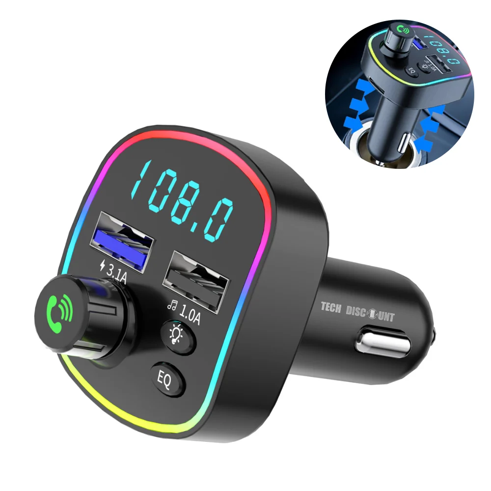Transmetteur FM Bluetooth Chargeur de voiture Lecteur MP3 Bluetooth Transmetteur mains libres Bluetooth Accessoires de voi...
