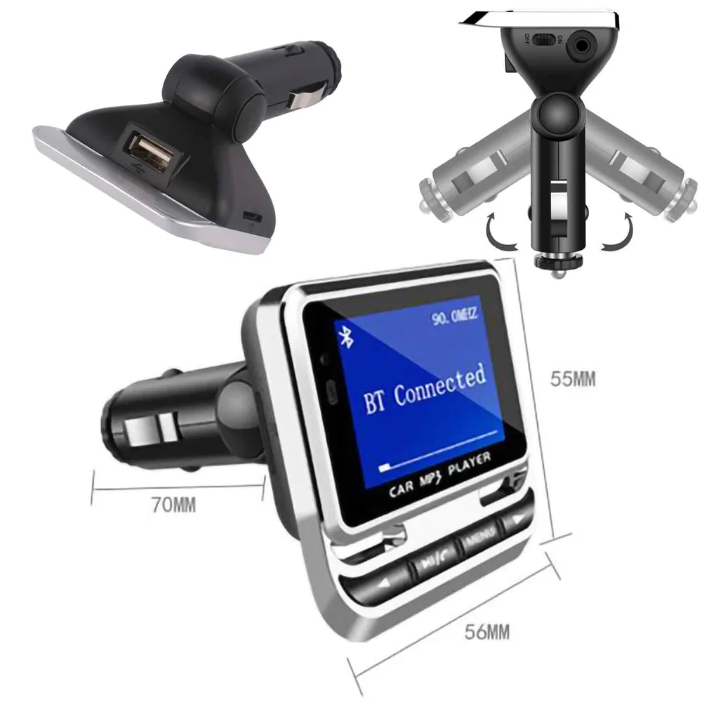 Transmetteur FM bluetooth 2,0 FM de voiture 12v 1A QC 3.0 charge rapide et port USB adaptateur bluetooth voiture chargeur...