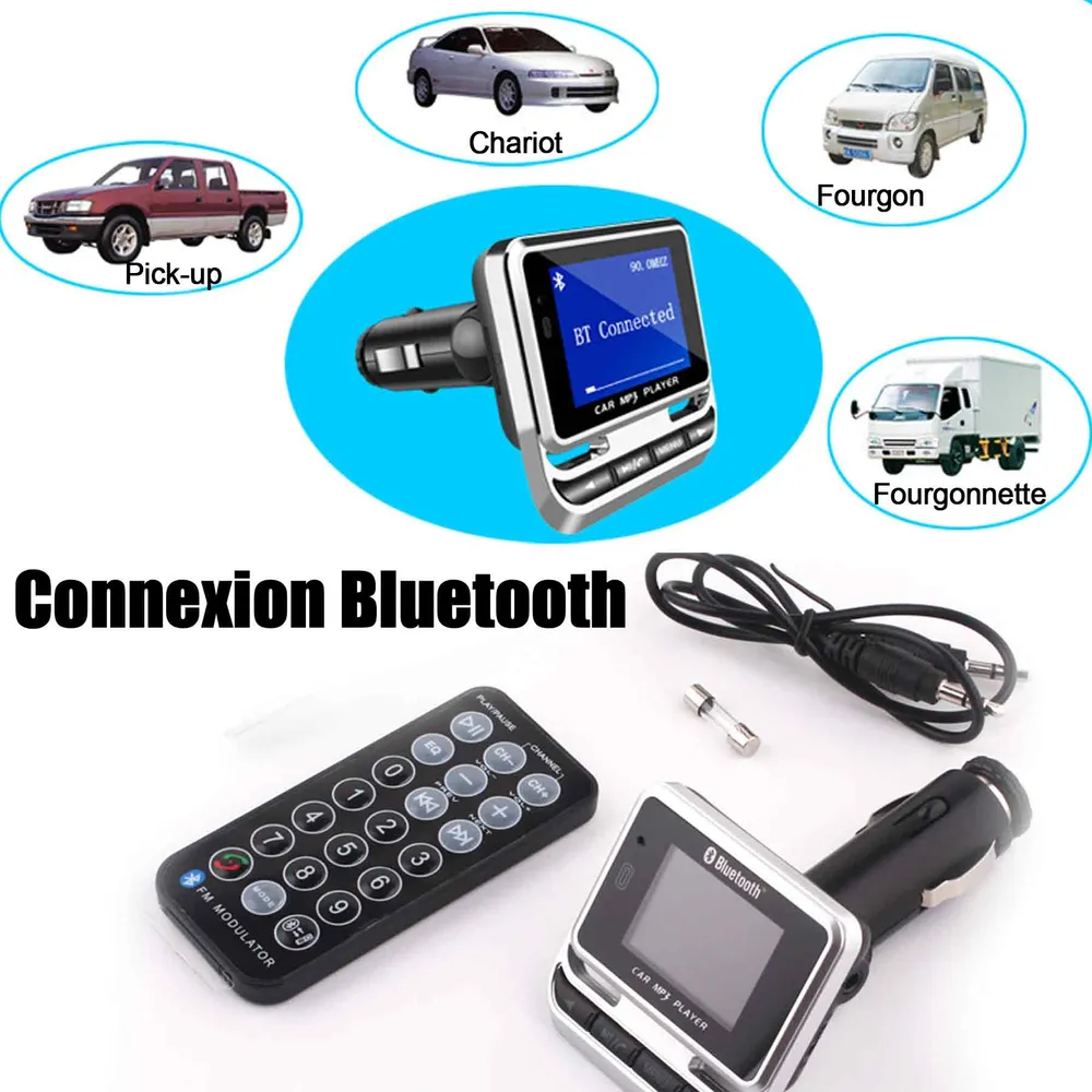 Transmetteur FM bluetooth 2,0 FM de voiture 12v 1A QC 3.0 charge rapide et port USB adaptateur bluetooth voiture chargeur...