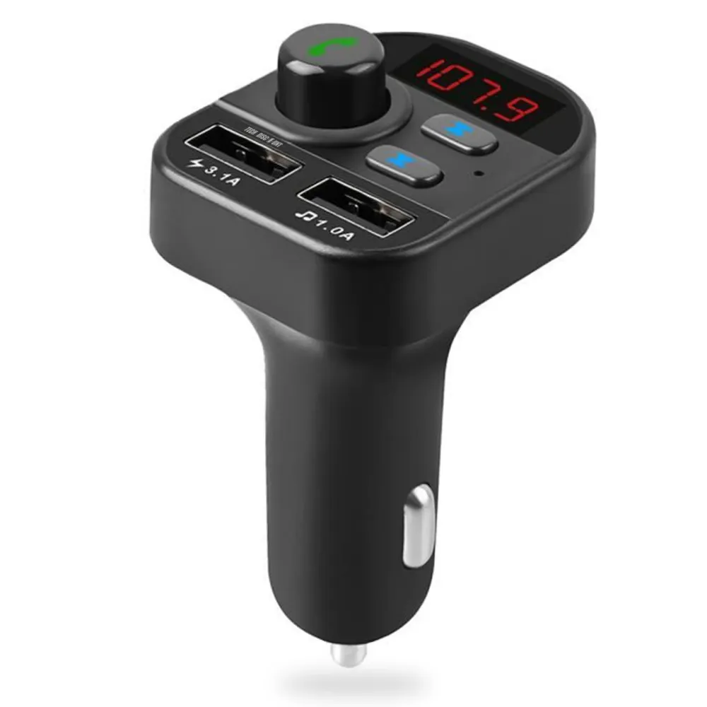 TD® Transmetteur FM Bluetooth de voiture Adaptateur Radio sans fil USB Chargeur Lecteur MP3