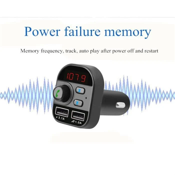 TD® Transmetteur FM Bluetooth de voiture Adaptateur Radio sans fil USB Chargeur Lecteur MP3
