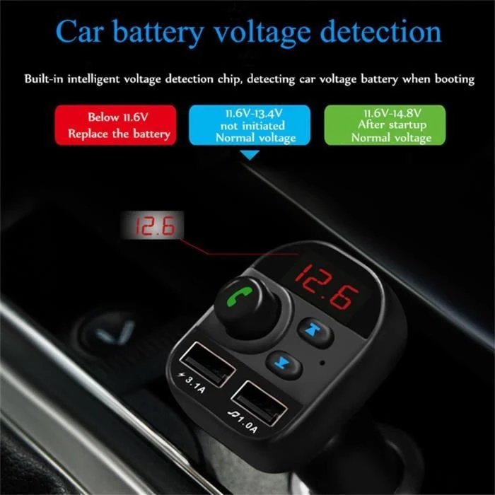 TD® Transmetteur FM Bluetooth de voiture Adaptateur Radio sans fil USB Chargeur Lecteur MP3