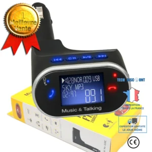 TD® Transmetteur FM Bluetooth, Voiture Bluetooth Lecteur MP3 Adaptateur Radio Sans Fil Kit