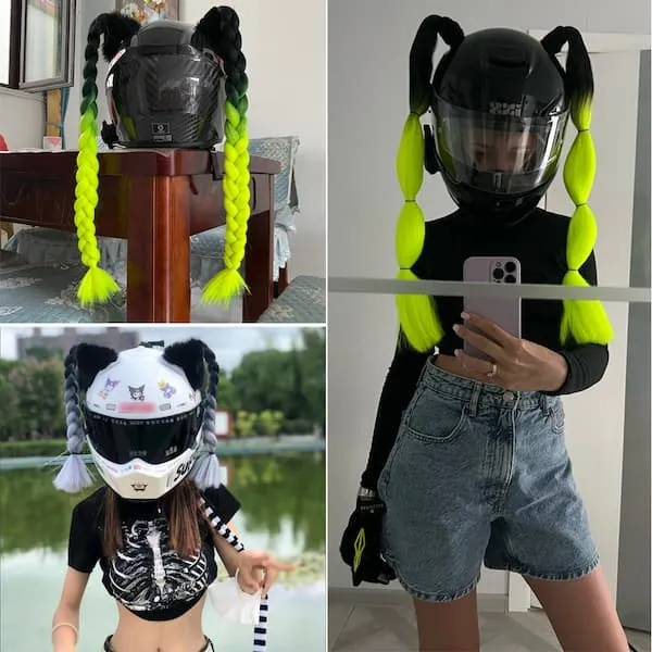 Tresse pour casque moto - Bleu Clair/Foncé