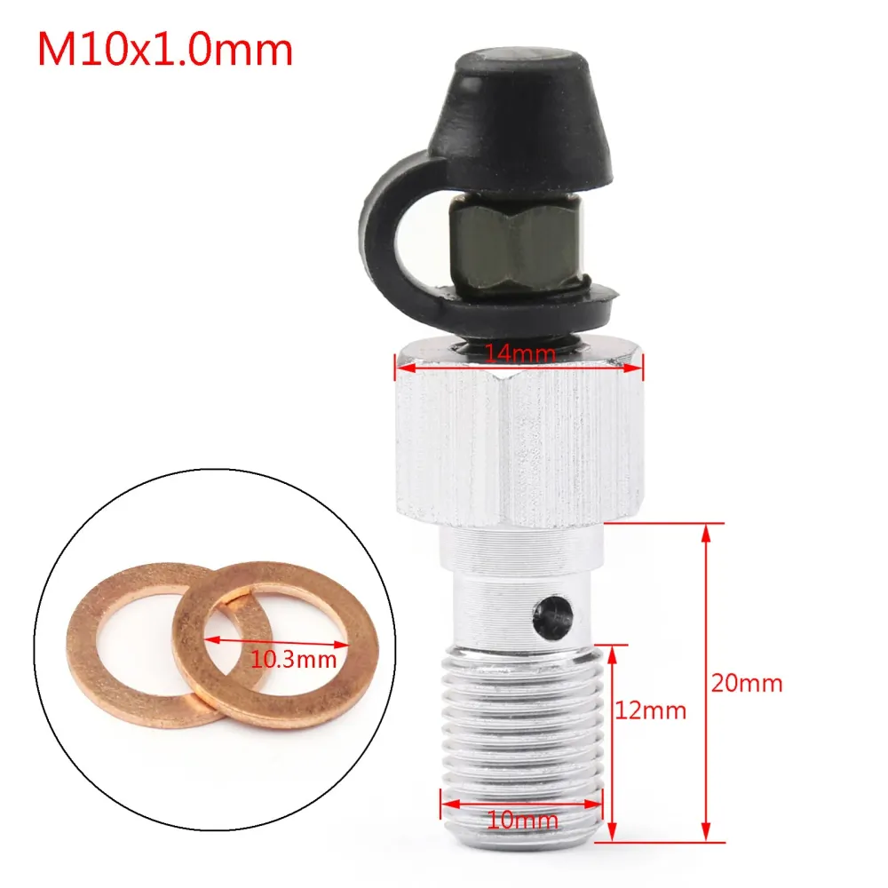 Étrier de frein de moto M10 x 1.25x20mm, mamelon de vis de purge en ALU pour Honda M10x1
